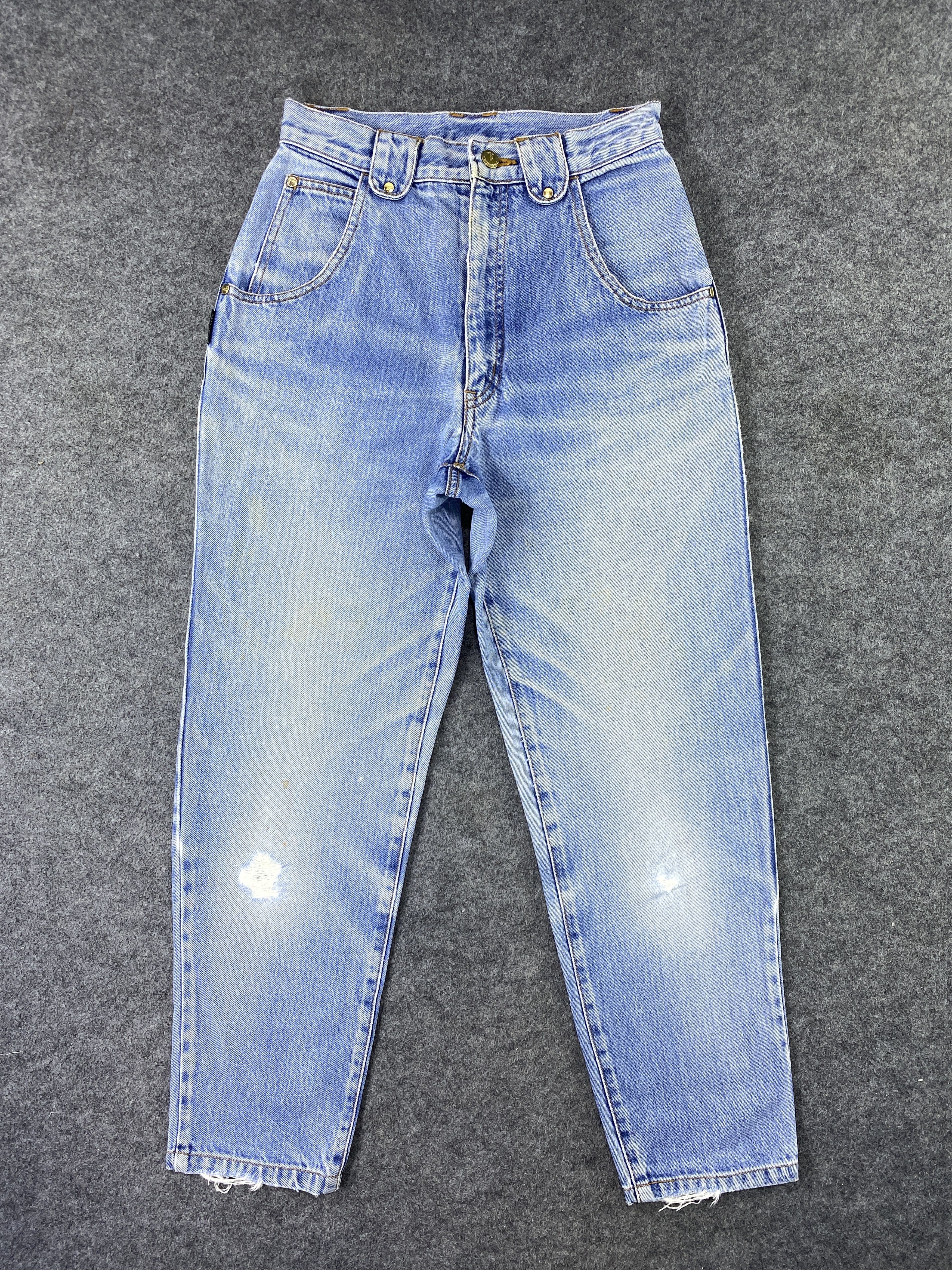 Trussardi Vintage Baggy Trussardi Distressed Blue Wash Jeans - J1124 Size 26" / US 2 / IT 38 - 1 Thumbnail