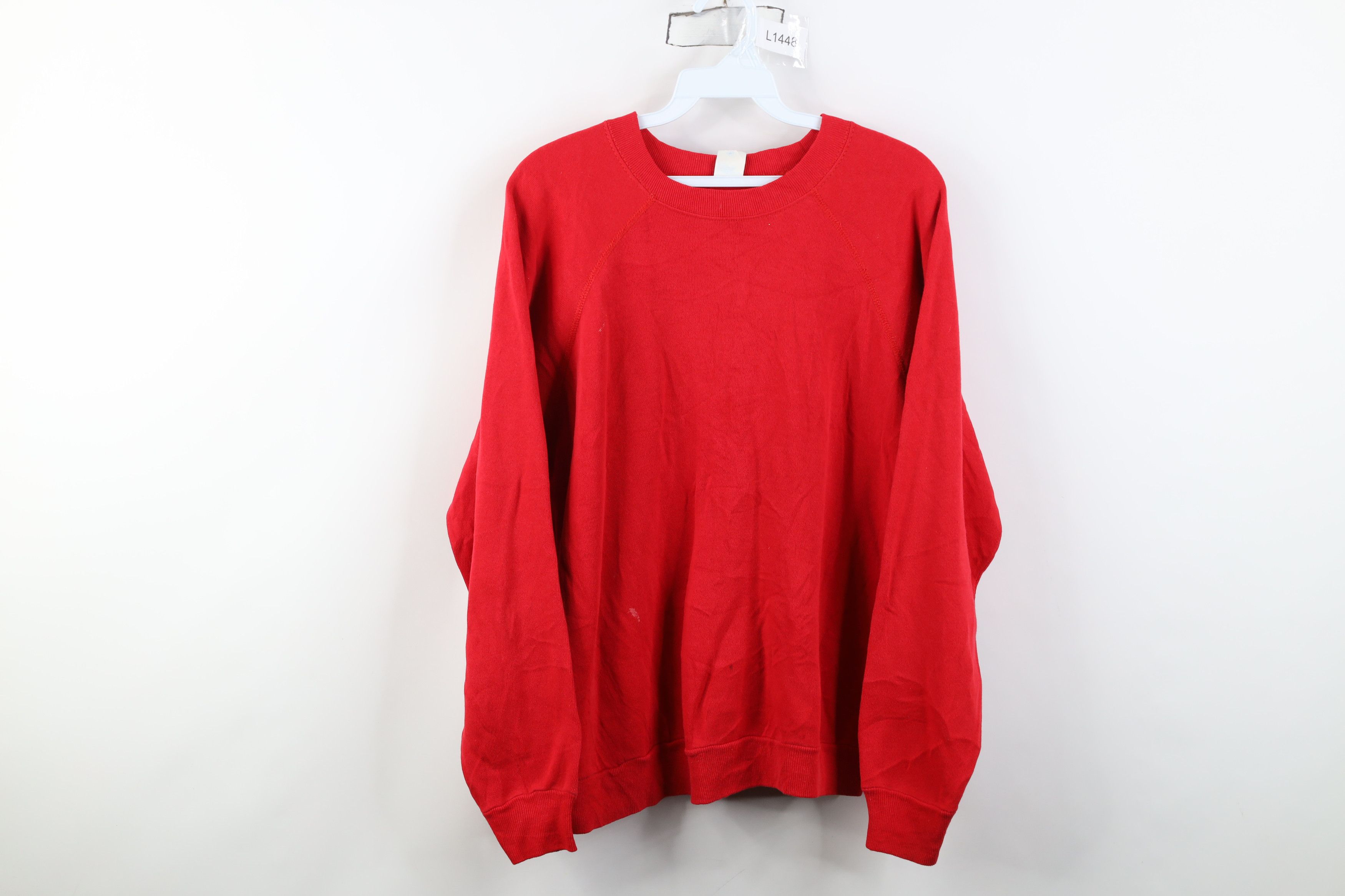 Vintage Vintage 70s 80s Streetwear Raglan Sweatshirt Cherry Red USA Size L / US 10 / IT 46 - 1 Thumbnail