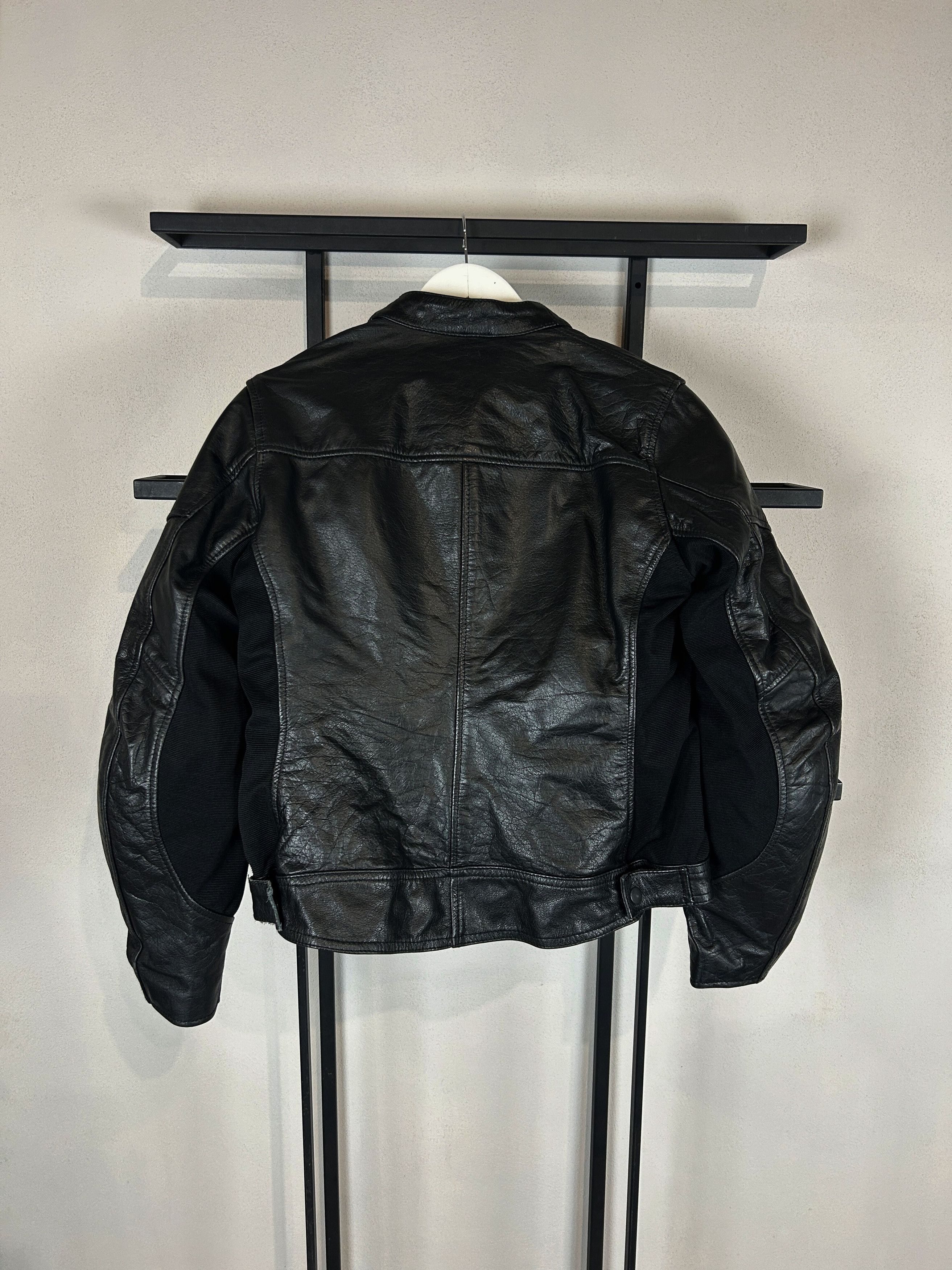 Vintage Black Leather Jacket Minimal Clean Panel Vintage Biker Core Size US S / EU 44-46 / 1 - 7 Thumbnail
