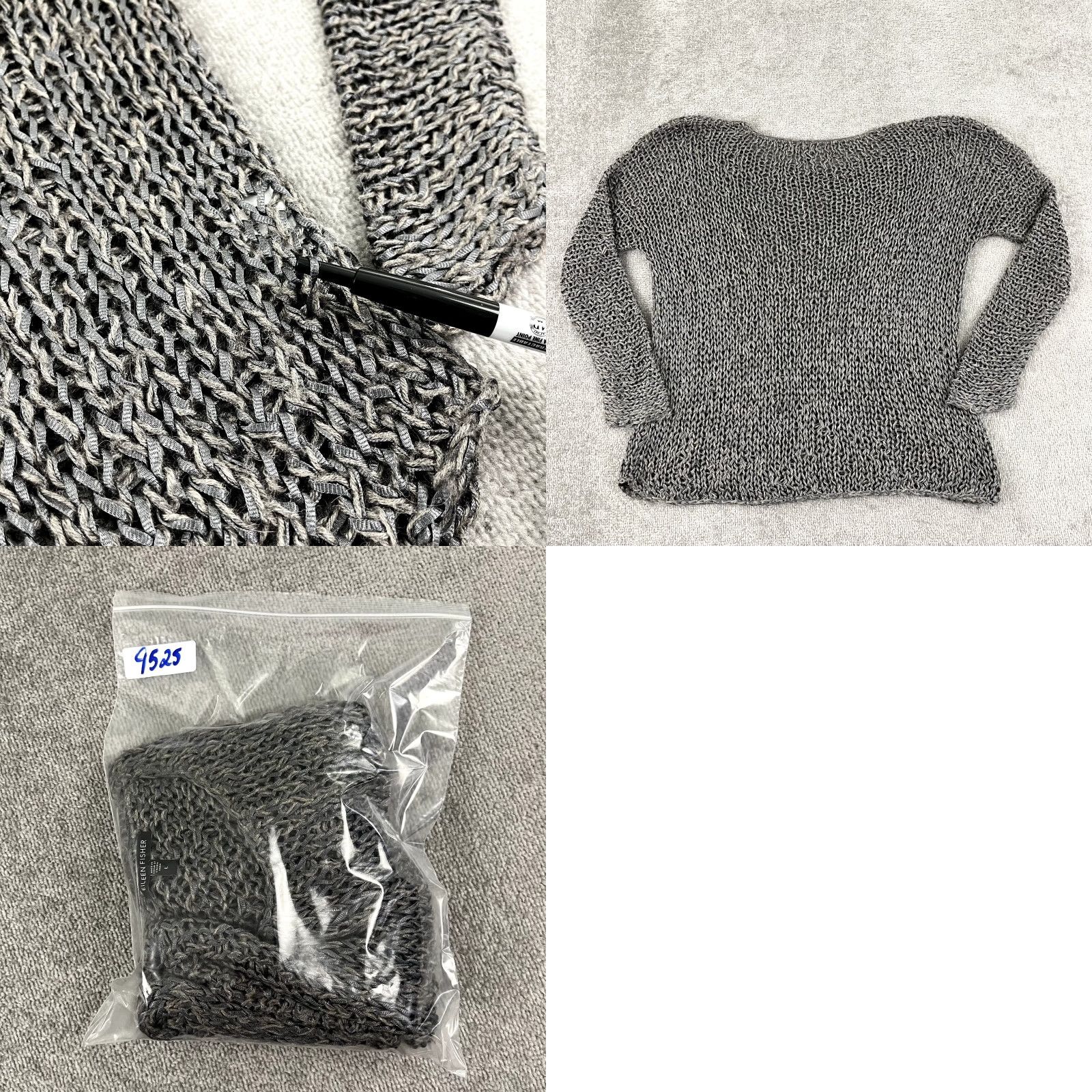 Eileen Fisher EILEEN FISHER Sweater Womens Large 2X Brown Gray Alpaca Silk Stretchy Open Knit Top Size XXL / US 16-18 / IT 52-54 - 8 Thumbnail