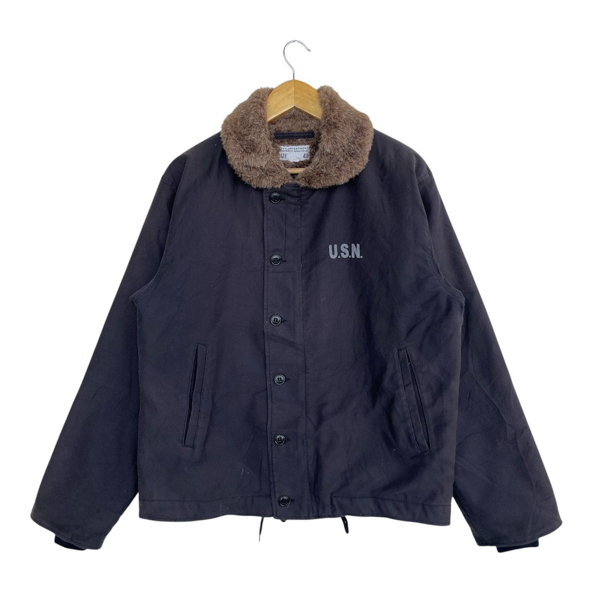 Buzz Rickson's Vintage U.S.N. N-1 Deck Jacket Navy Seal Brown/Dark Olive Size US L / EU 52-54 / 3 - 2 Thumbnail