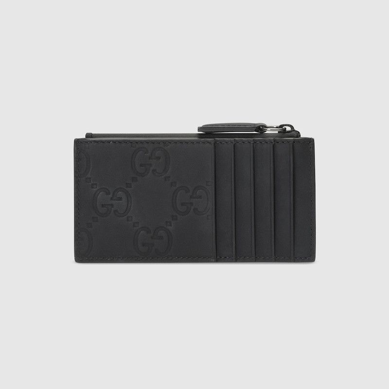 Gucci oc11z1225 Size: OS / GG Rubber Effect Zip Card Case Black Size ONE SIZE - 4 Thumbnail