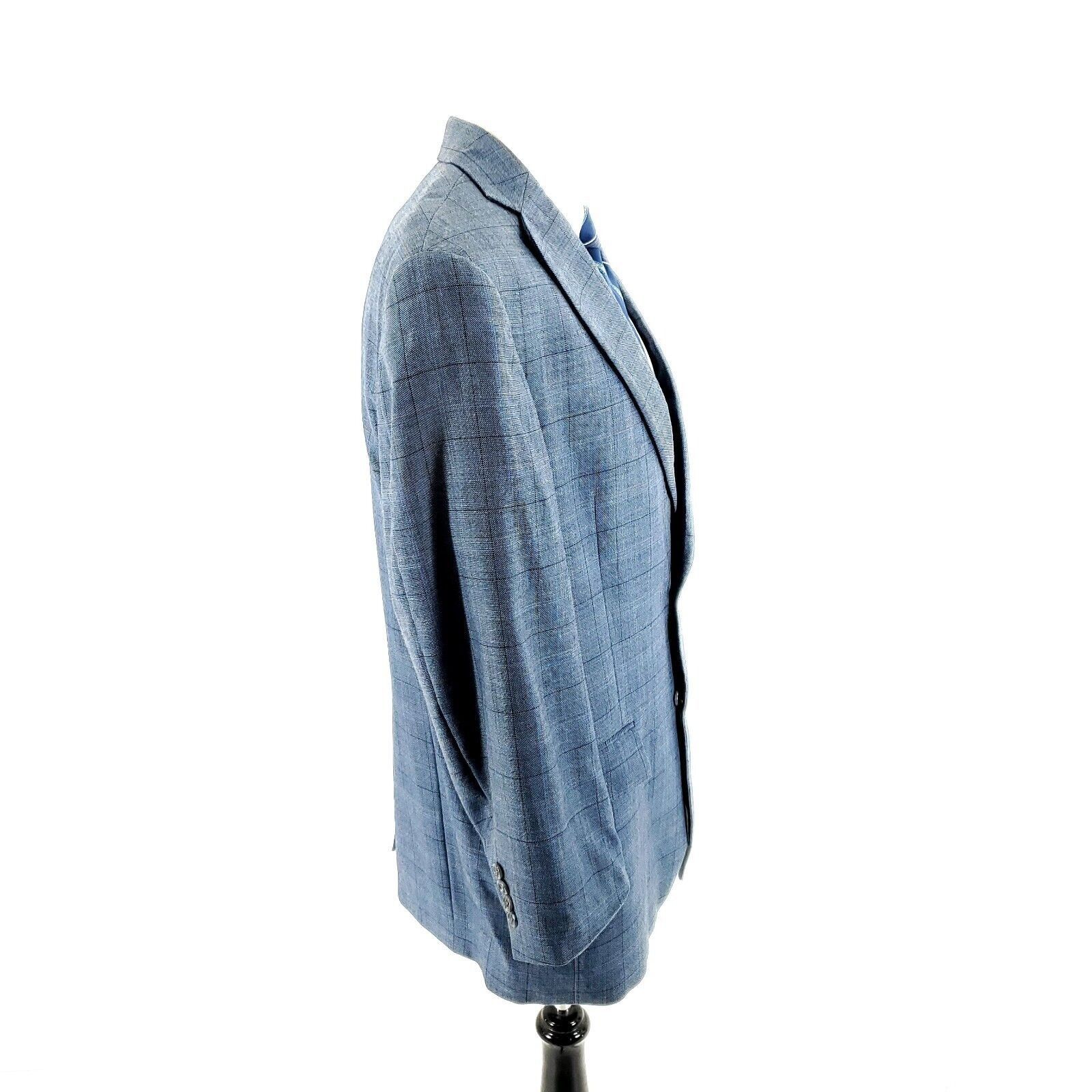 Hart Schaffner Marx Hart Schaffner Marx Wool 2 Button Blazer 42R Blue Sharkskin Size 42R - 6 Thumbnail