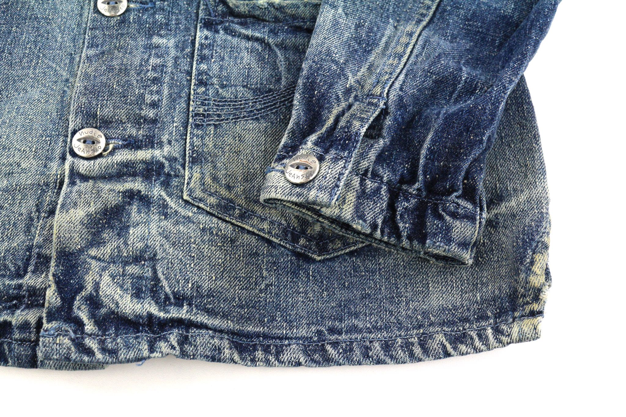 Nudie Jeans TRYGGVE XS Cosmic Blue Washed Polo Neck Logo 81613 Size US XS / EU 42 / 0 - 5 Thumbnail
