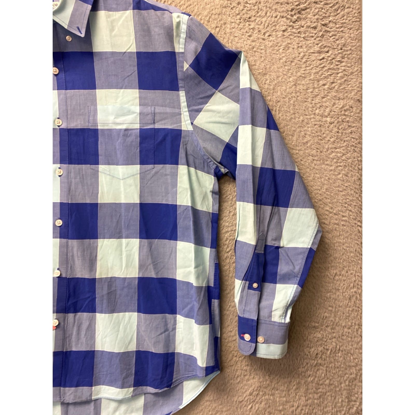 Bonobos Bonobos Shirt Mens XL blue Turquoise Plaid Cotton Casual Button-Up Collared Long Sleeve Size US XL / EU 56 / 4 - 3 Thumbnail
