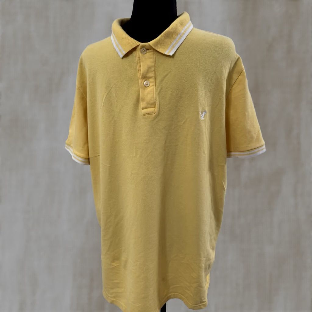 American Eagle Outfitters VINTAGE American Eagle Outfitters Mens Polo Shirt XXLarge Yellow Short Sleeve Collared Button Closure Cotton Regular Size US XXL / EU 58 / 5 - 1 Thumbnail