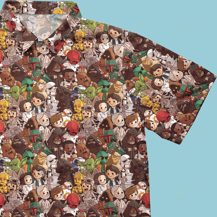 Designer × The Unbranded Brand Chibi Star Wars Characters Pattern Button Down Shirt Size US L / EU 52-54 / 3 - 1 Thumbnail