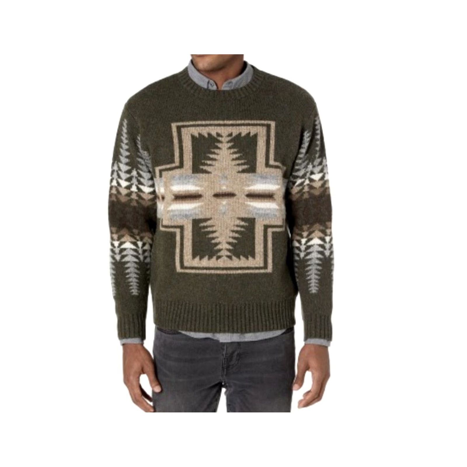 Pendleton VINTAGE Pendleton Men’s Shetland Wool Harding Crew Neck Sweater 2XL Green Classic Pullover Knits Mens Size US XXL / EU 58 / 5 - 2 Thumbnail