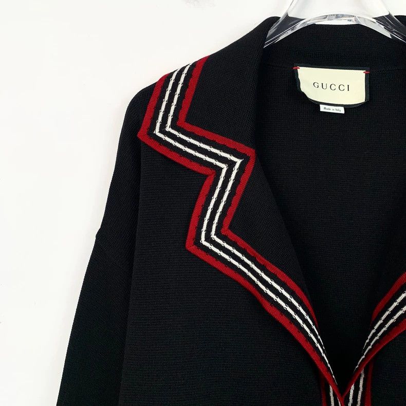 Gucci Gucci Black striped gold buckle mulberry silk knitted cardi Size US XS / EU 42 / 0 - 3 Thumbnail