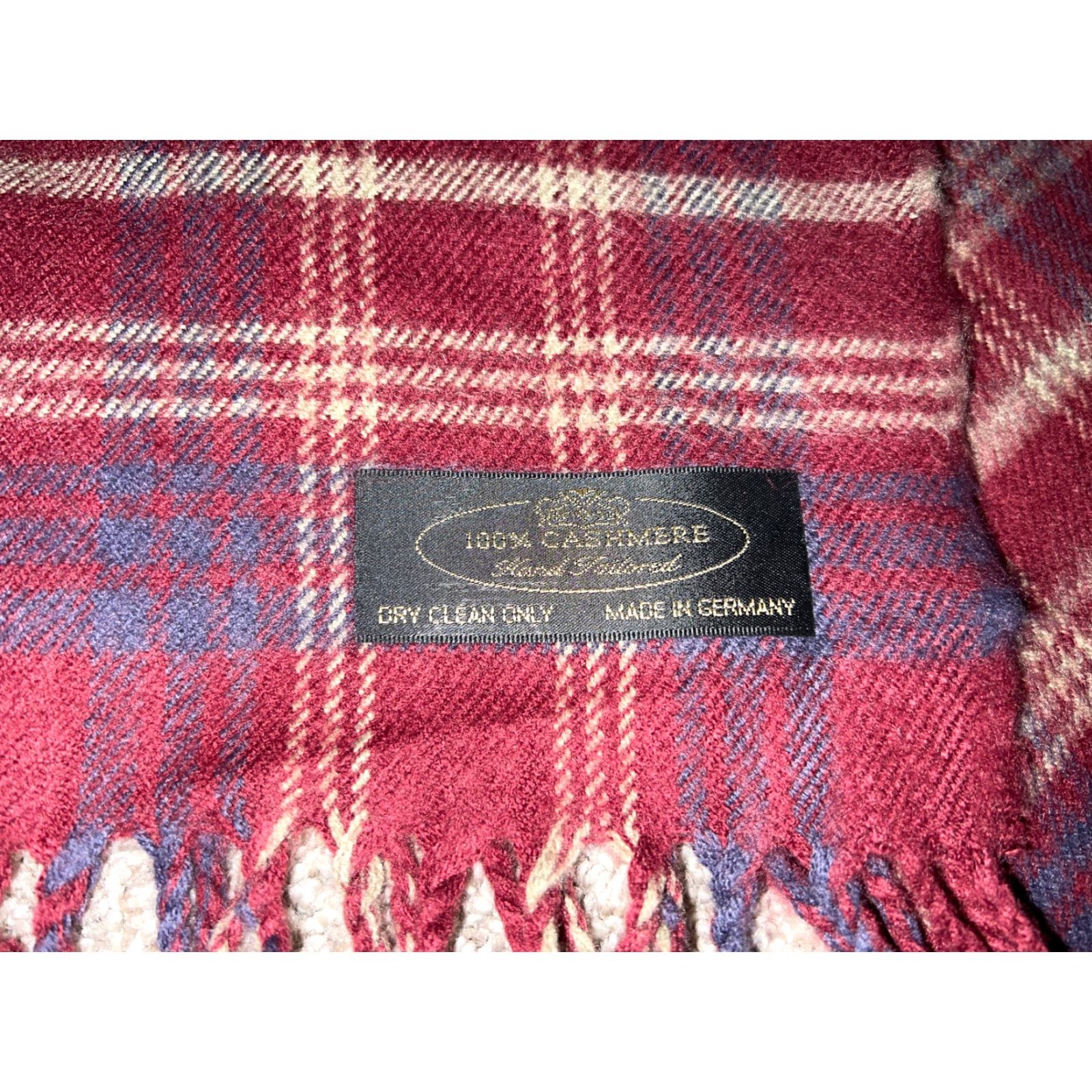 Vintage 100% Soft Cashmere Scarf Plaid Made in Germany 64”x12” EUC Size ONE SIZE - 2 Thumbnail