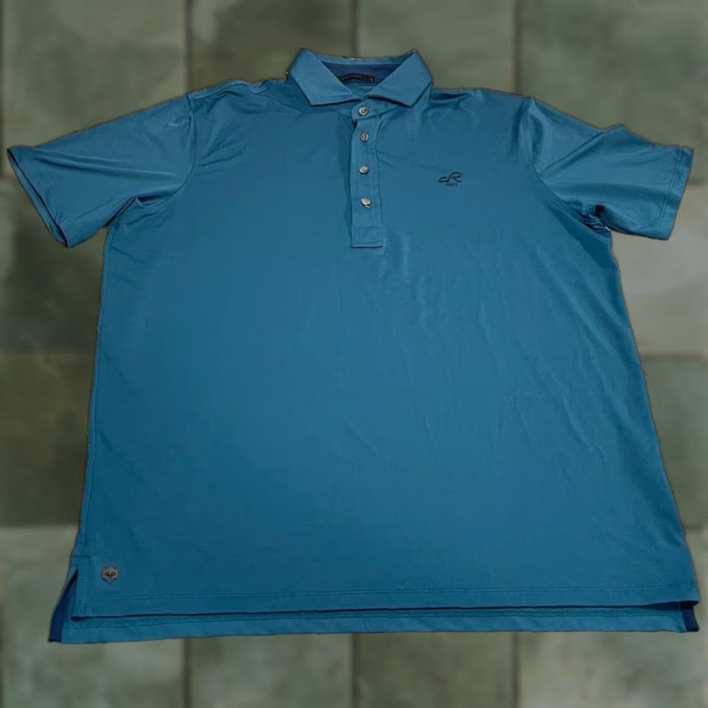 Vintage Greyson Performance Stretch Collared Golf Polo Shirt Mens L Blue Green Polo Shirt Golf Wool? Size US L / EU 52-54 / 3 - 1 Thumbnail