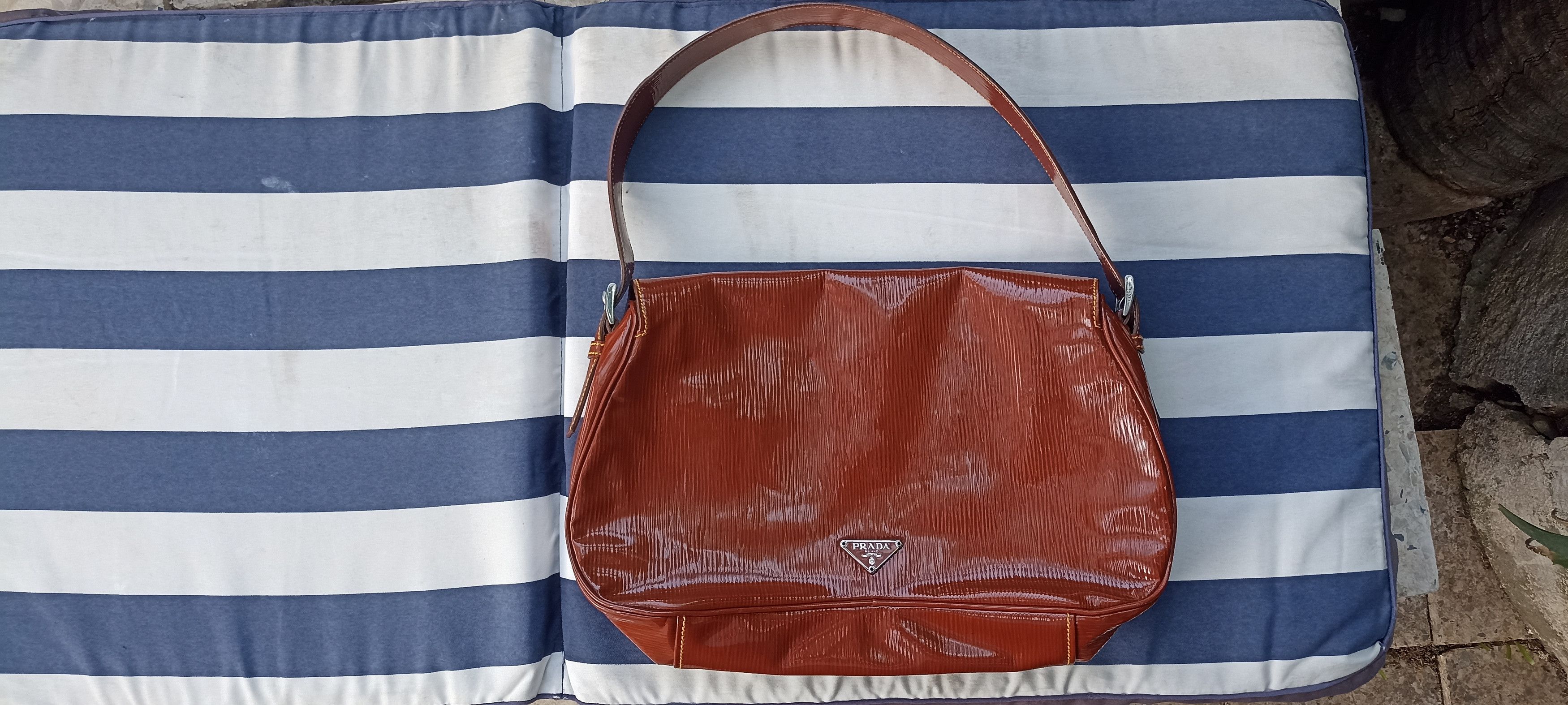 Prada Prada Vintage Patent Leather Shoulder Bag Brown Size ONE SIZE - 1 Thumbnail