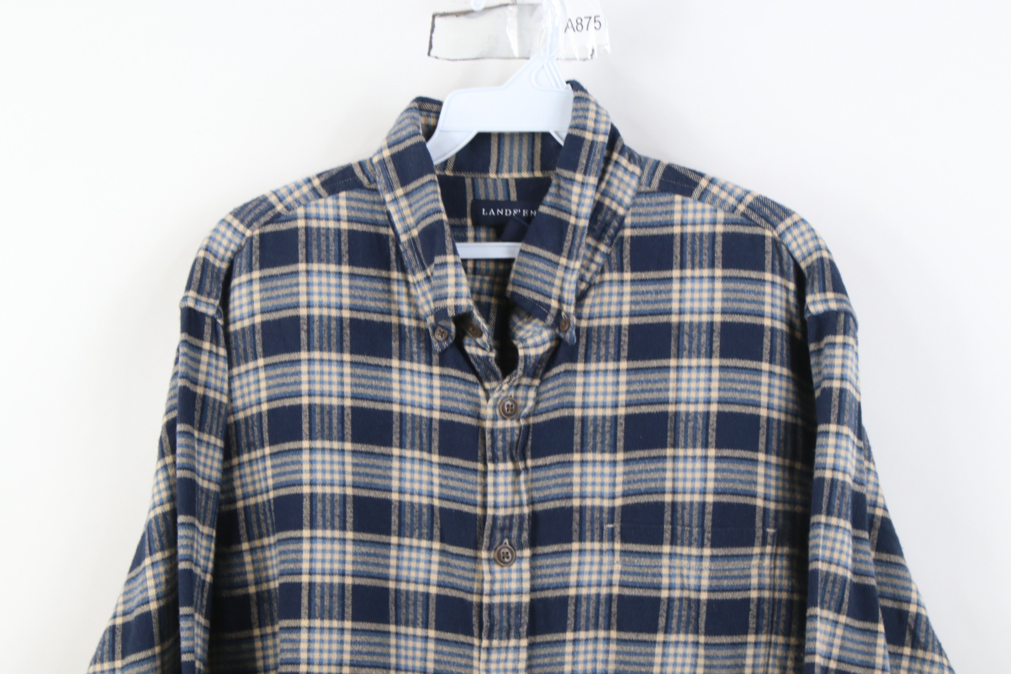 Lands' End Vintage 90s Lands End Collared Button Down Shirt Plaid Size US L / EU 52-54 / 3 - 2 Thumbnail