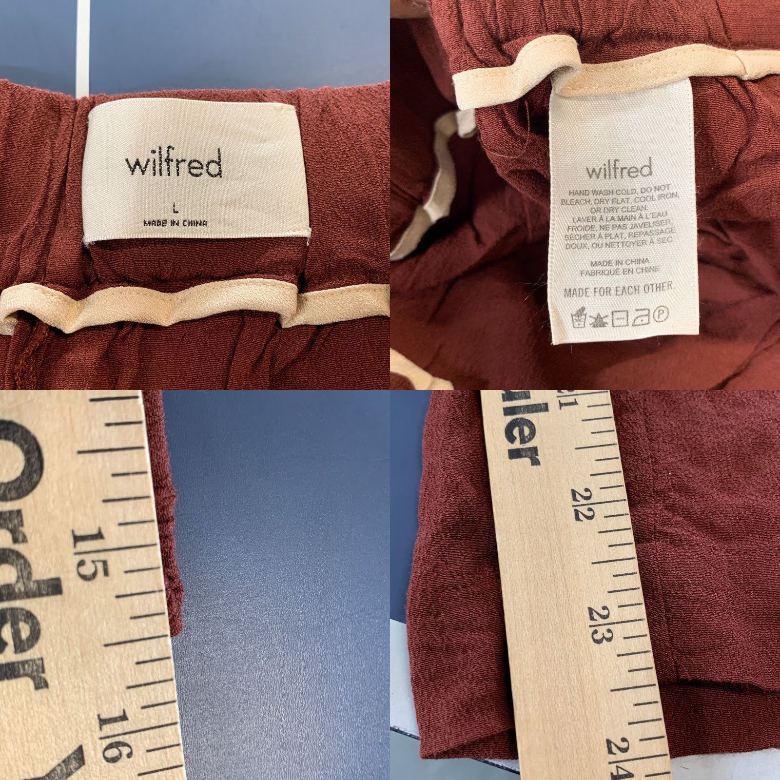 Vintage VINTAGE Wilfred Nanterre Pants Women’s Large Rust Brown Flowy Wide Leg Cropped 31x23.5 Size 24" / US 00 / IT 34 - 8 Thumbnail