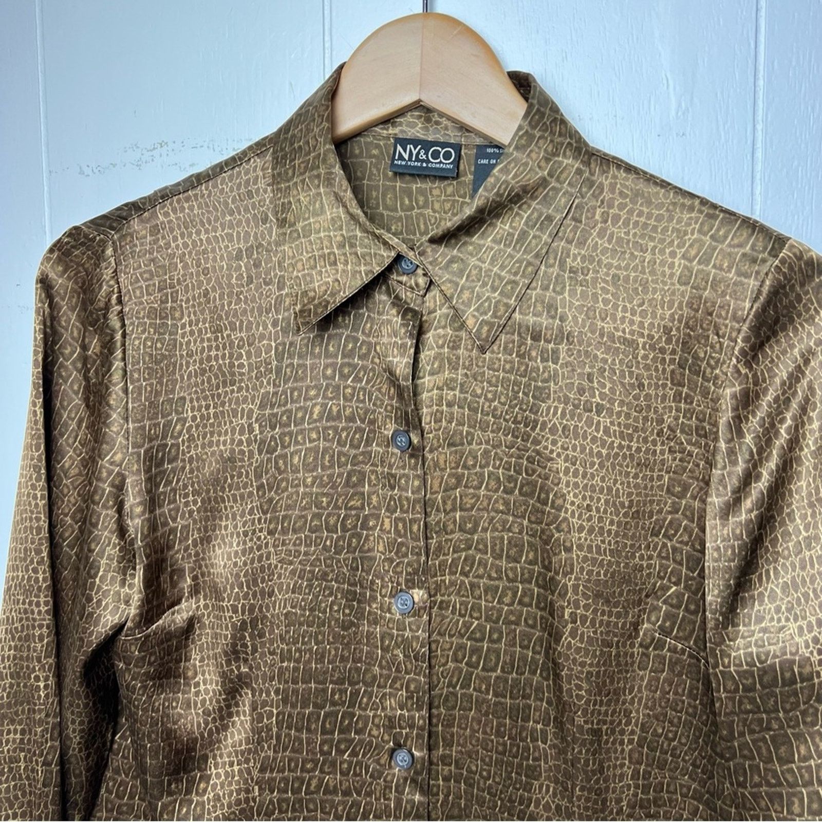 Vintage Silk Brown Giraffe Print Cuff Sleeve Blouse Womens Small Size S / US 4 / IT 40 - 7 Thumbnail