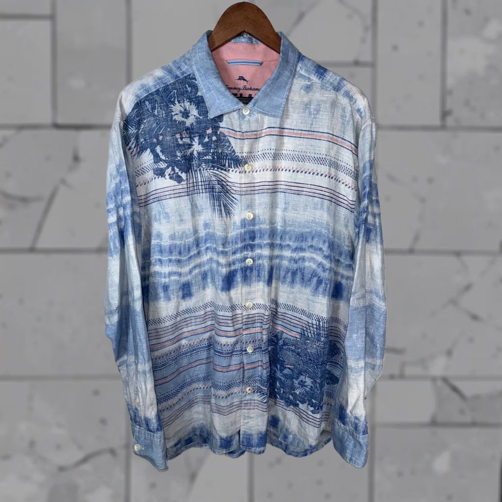 Tommy Bahama Tommy Bahama Relax 100% Linen Floral Hawaiian Button-Up Shirt Mens XL Blue Tie Dye Floral Hawaiian Button-Up Shirt Mens XL Size US XL / EU 56 / 4 - 1 Thumbnail