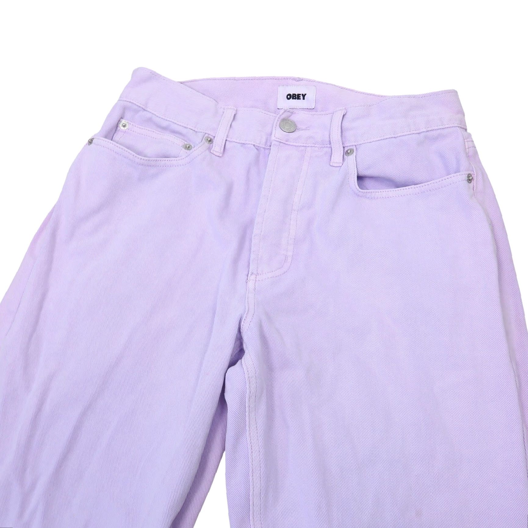 Obey OBEY Jeans Womens 28 Light Pastel Purple Mid Rise Baggy Denim 100% Cotton Inseam 29 Womens Size 28" / US 6 / IT 42 - 2 Thumbnail
