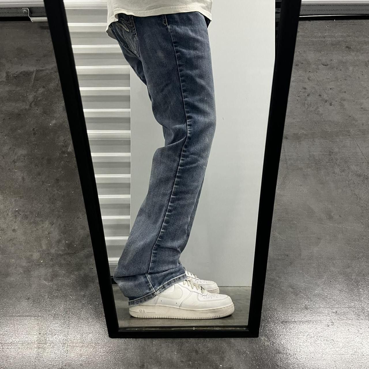 Japanese Brand × Vintage Vintage Y2K Flared Light Blue Wash Stone Washed Denim Jeans! Size US 36 / EU 52 - 2 Thumbnail
