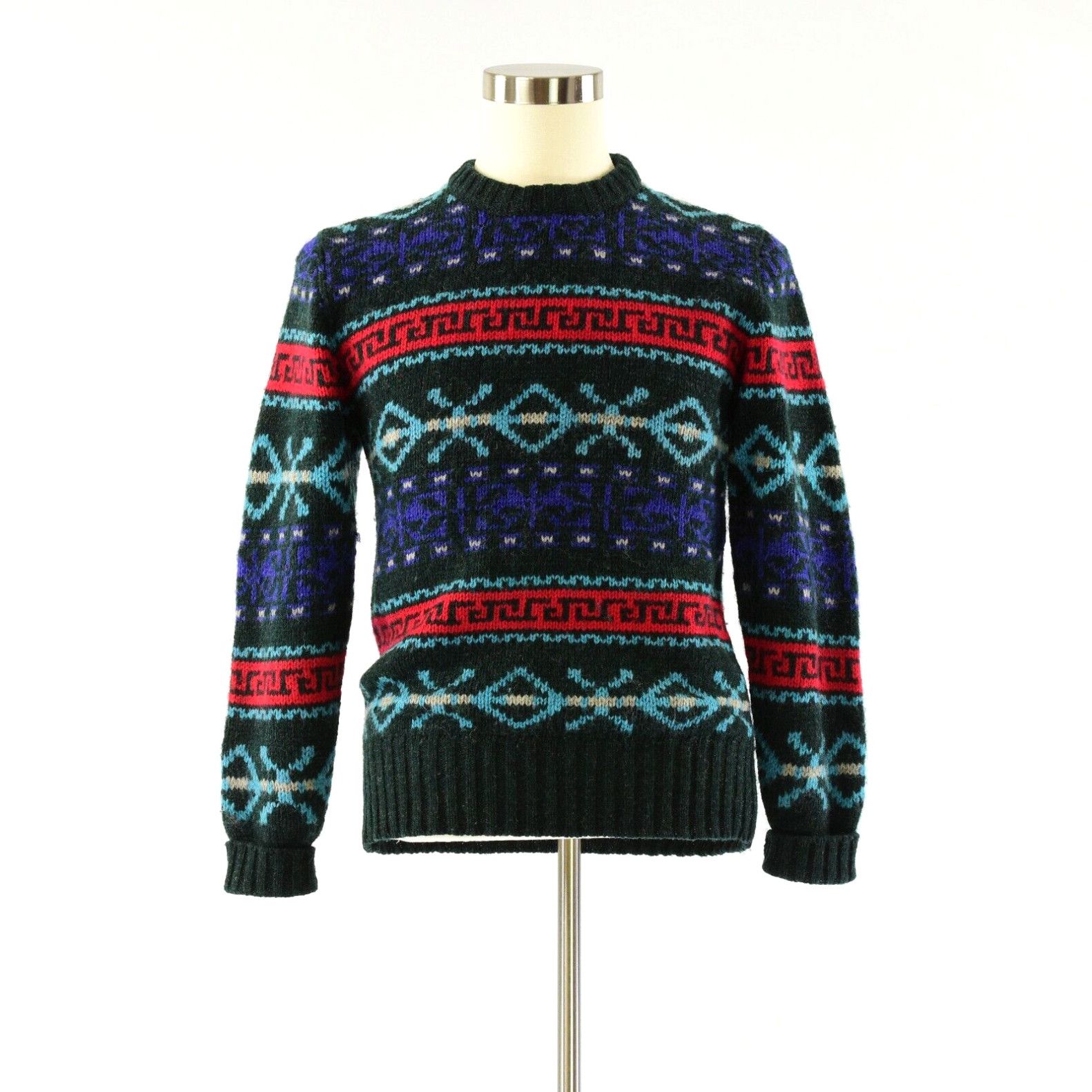 image of Vintage Mens M Chaps Ralph Laurent Shetland Wool Fair Isle Sweater Euc Geometric in White (Size Med