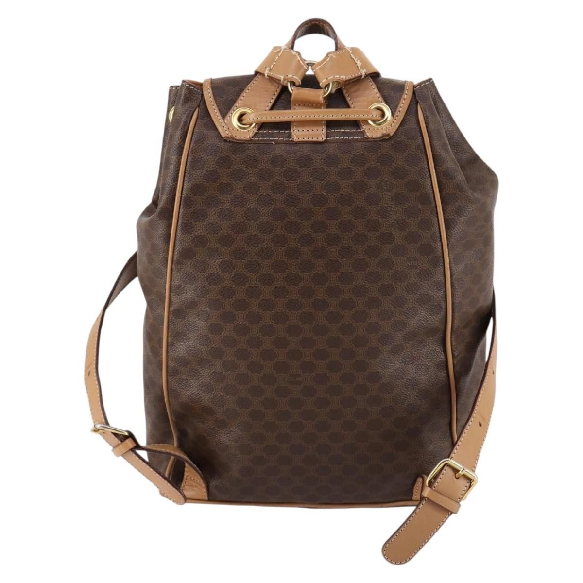Celine CELINE Macadam Canvas Backpack Pvc Leather Brown Gold Size ONE SIZE - 3 Thumbnail