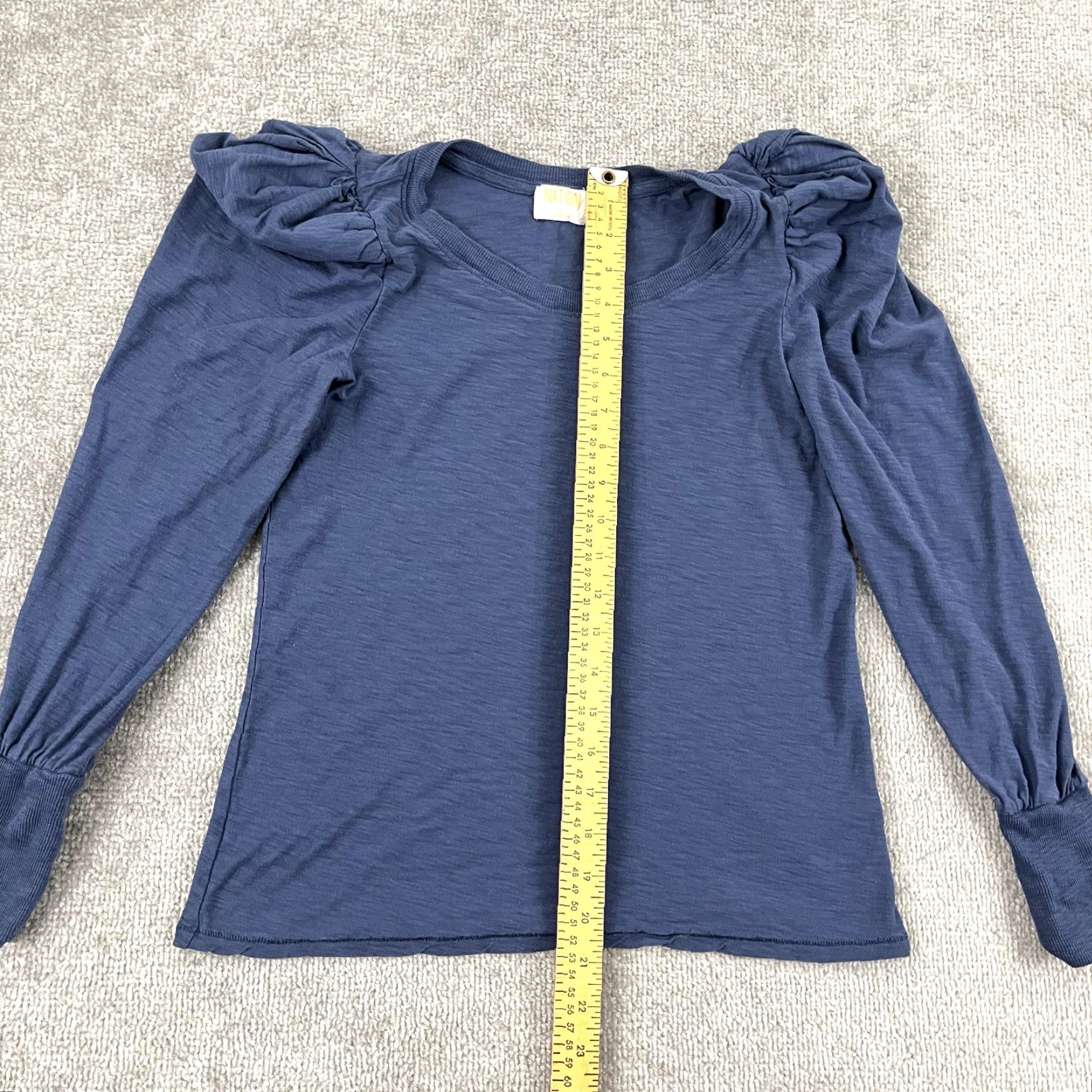 Nation LTD Nation LTD Top Womens Small Romy Modest Tee Blue Runched Puff Sleeves Jersey Size S / US 4 / IT 40 - 5 Thumbnail