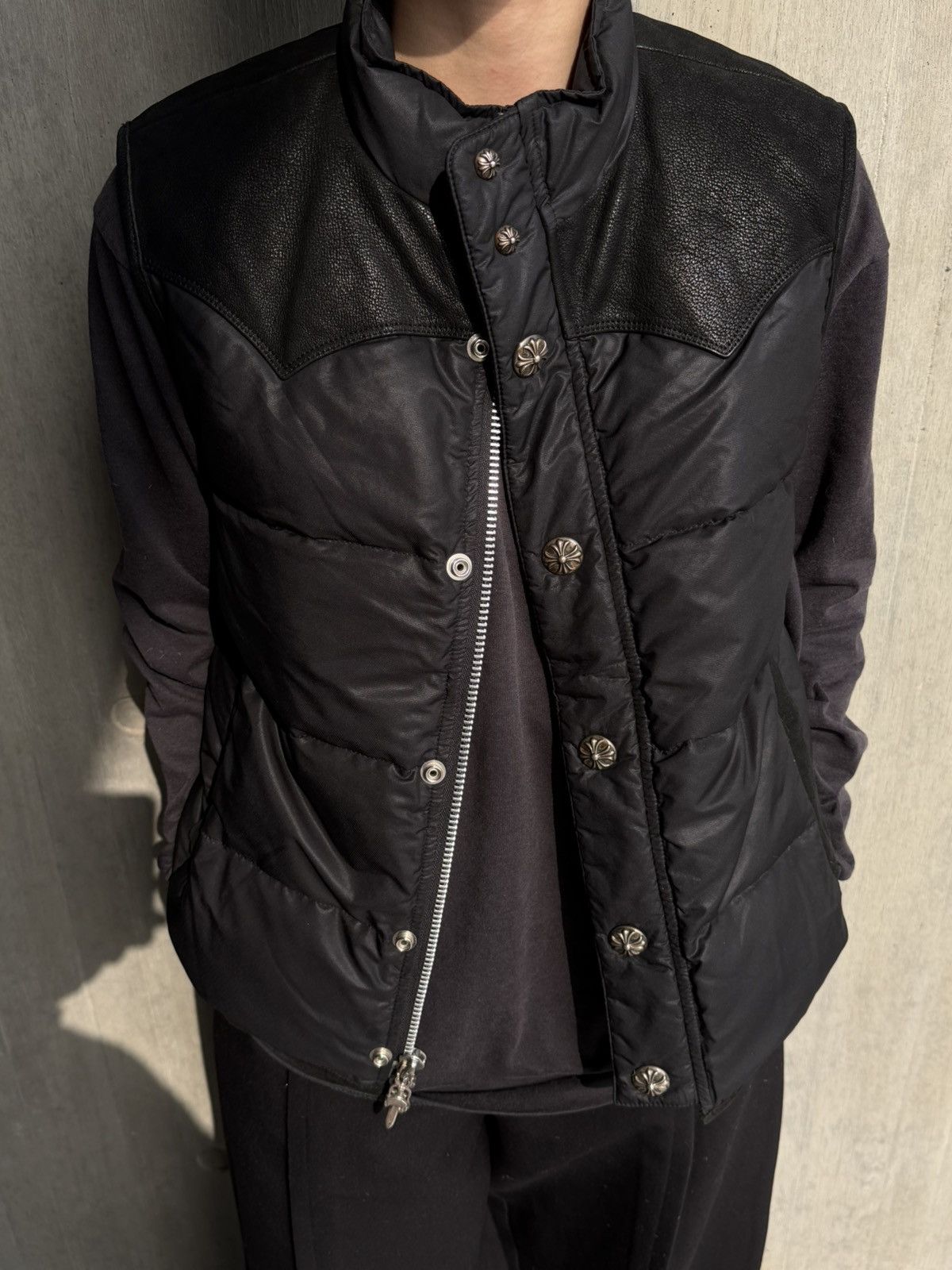 Chrome Hearts Down Puffer Vest Leather Detail Size US S / EU 44-46 / 1 - 1 Thumbnail