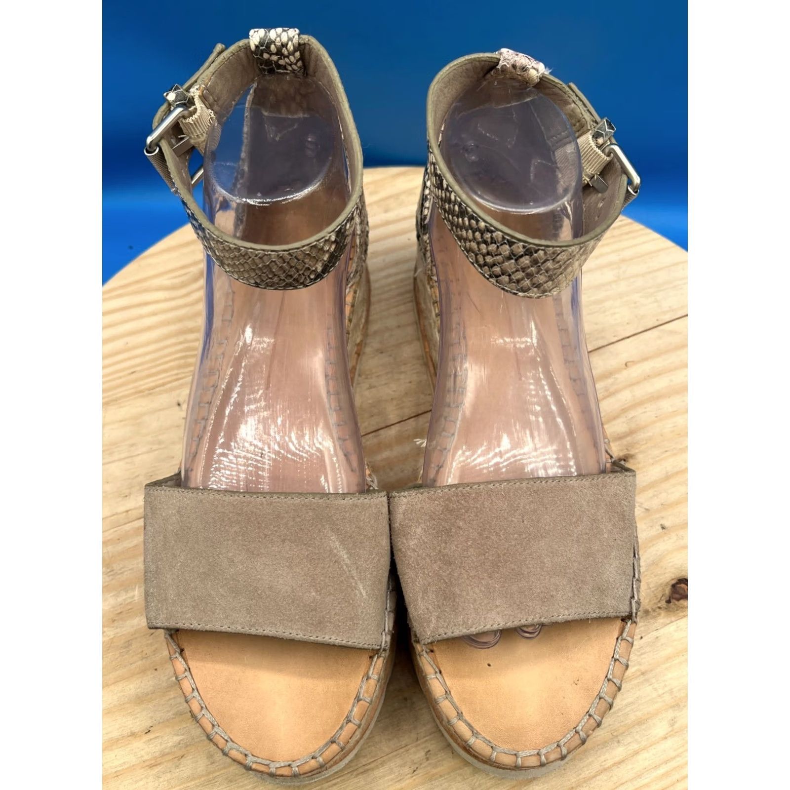 Dolce Vita Dolce Vita Sandals Womens 10 Espadrille Brown Suede Snake Print Open Toe Wedge Size US 8 / IT 38 - 5 Thumbnail