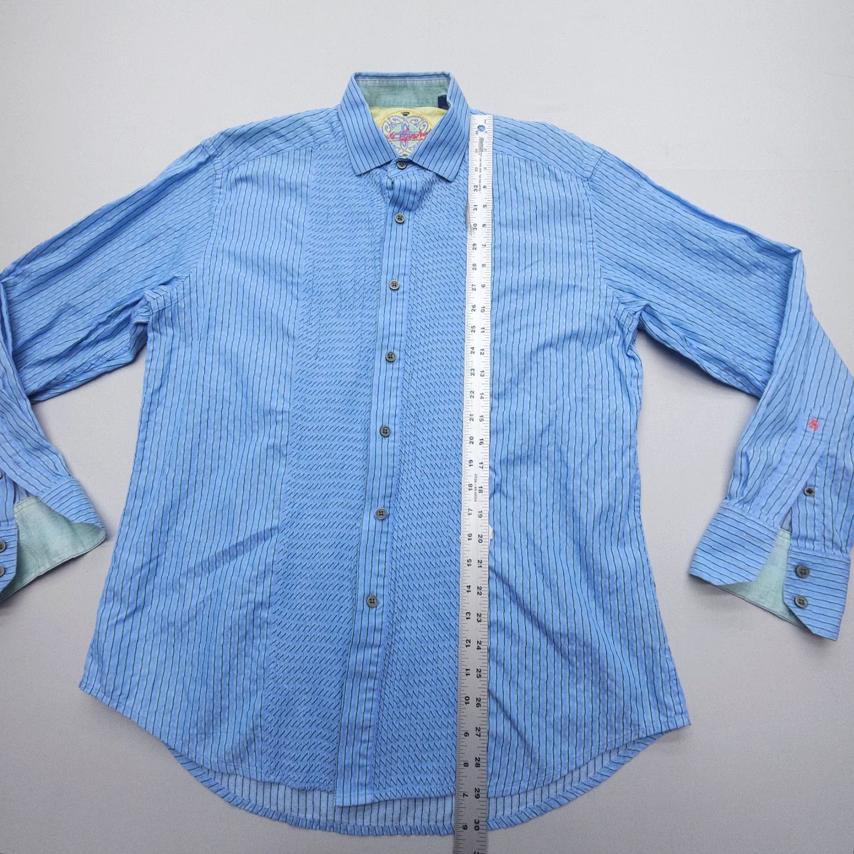 Robert Graham Robert Graham Shirt Long Sleeve Mens Large Blue Striped Cotton Flip Cuff Party Size US L / EU 52-54 / 3 - 5 Thumbnail
