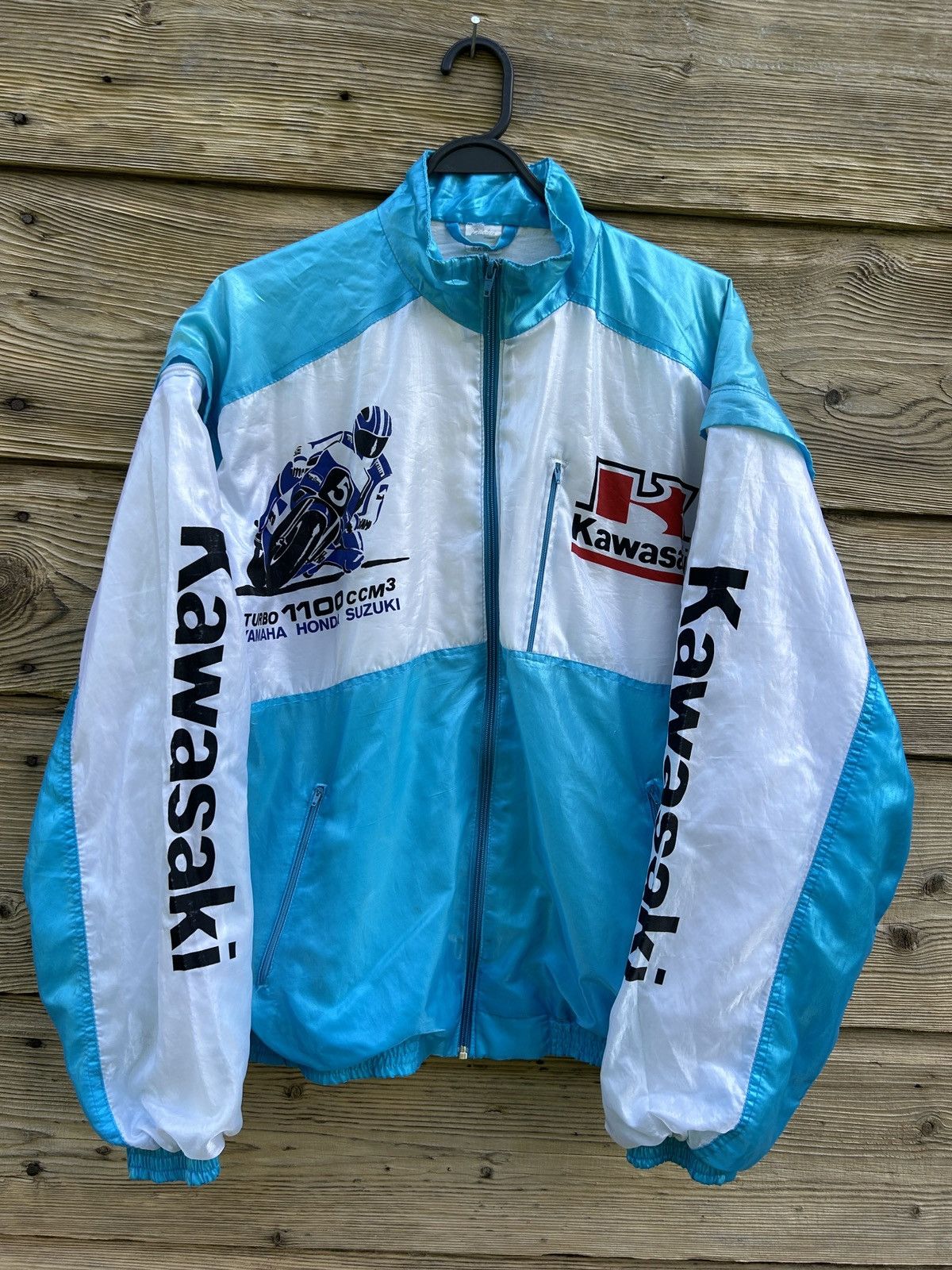 Vintage 80s Vintage Kawasaki Shiny 1100ccm3 Transformer Moto Jacket Size US XL / EU 56 / 4 - 1 Thumbnail