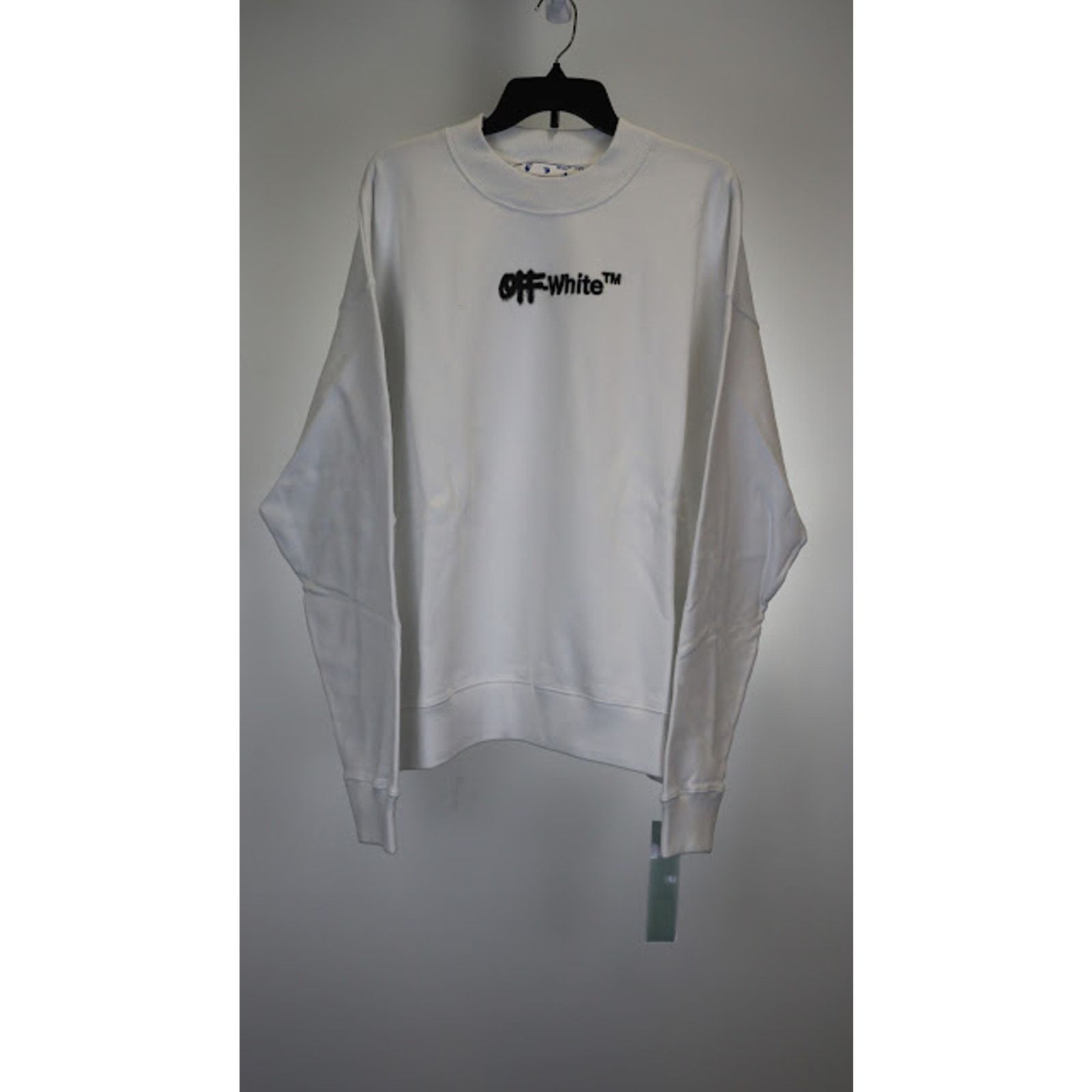 Off-White o1rshd1 Spray Helv Skate Crewneck in White/Black Size US M / EU 48-50 / 2 - 1 Thumbnail