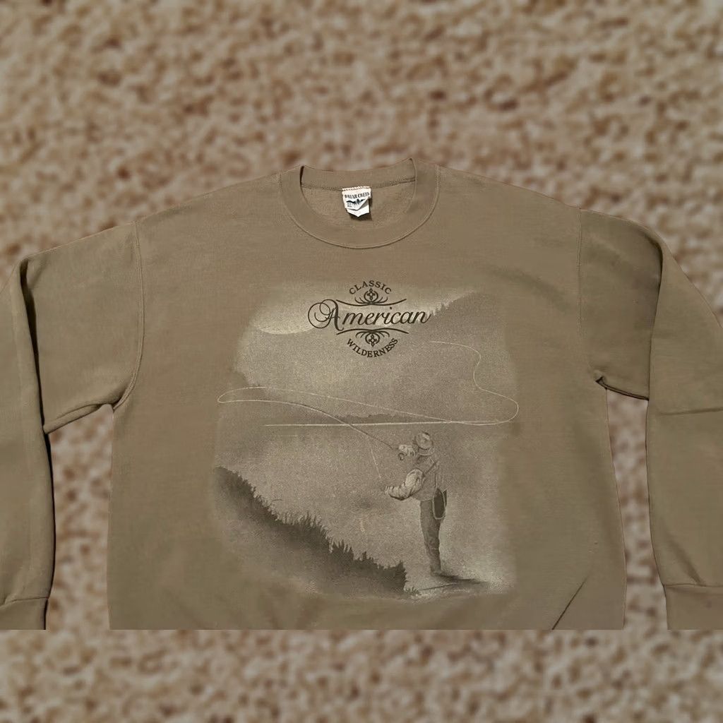 Vintage VINTAGE Briar Creek Sweatshirt Fish Adult L Tan Pullover 50/50 Regular Mens Size US L / EU 52-54 / 3 - 1 Thumbnail