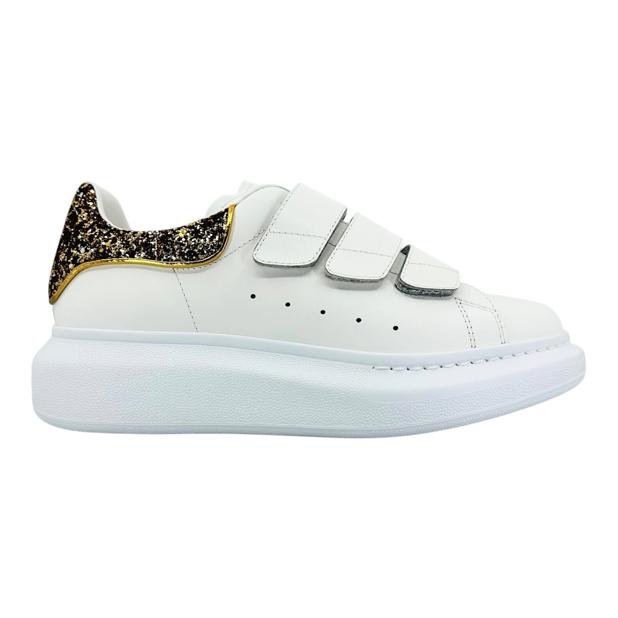 Larry Oversized Strap Sneaker Low Glitter White Gold