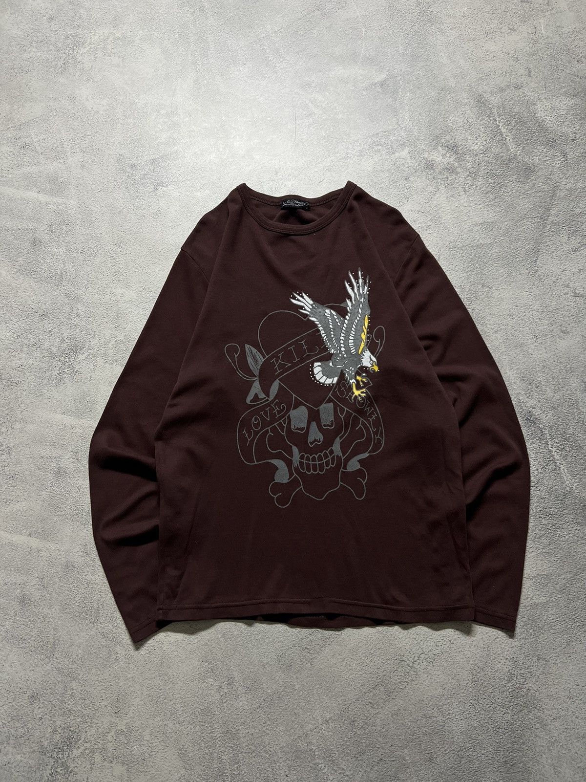Ed Hardy Vintage Y2k Ed Hardy Skull Eagle 🦅☠️ Brown 🤎 Long Sleeve 00’s Size US L / EU 52-54 / 3 - 9 Thumbnail