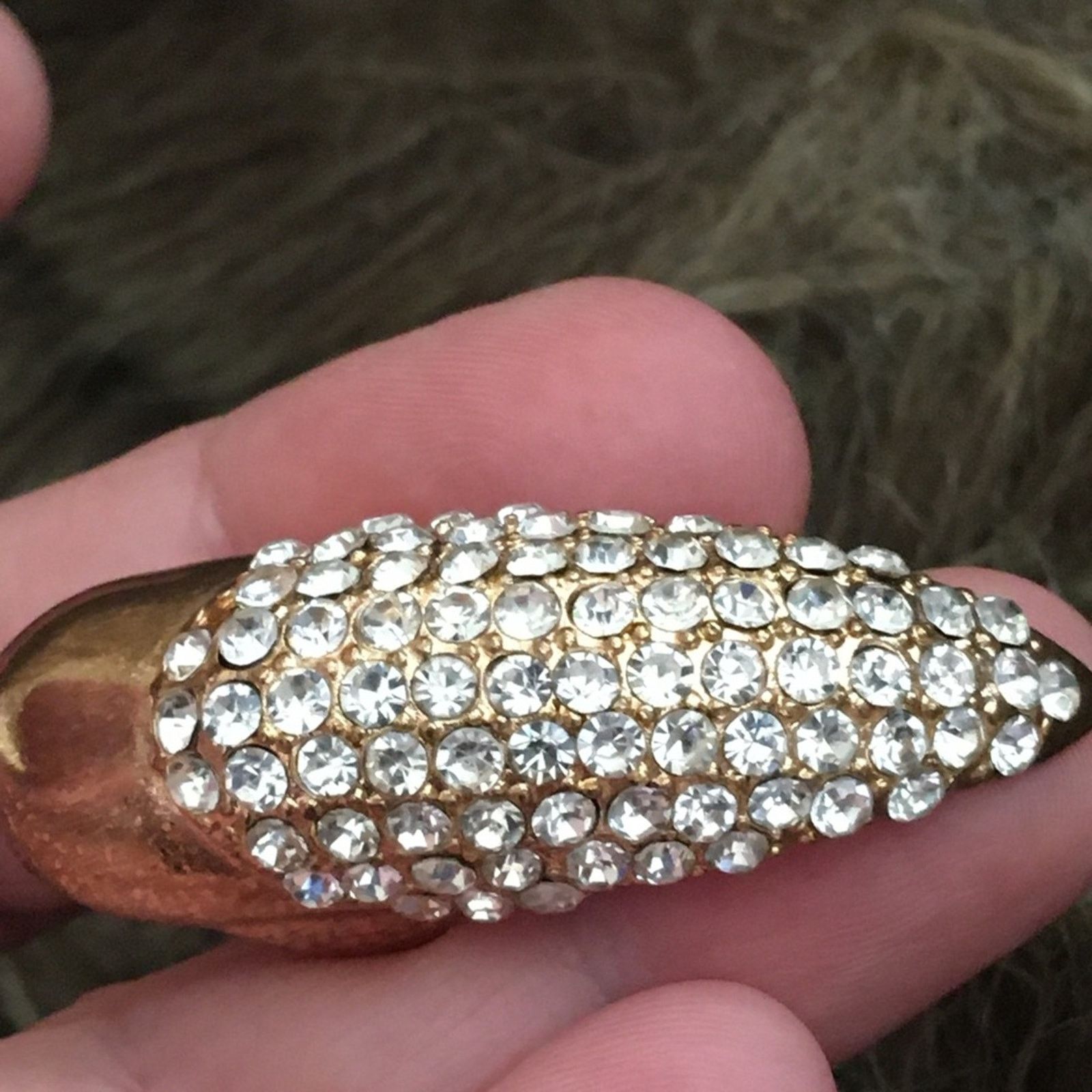 Jewelry Rhinestone covered gold tone claw fingertip ring Size ONE SIZE - 7 Thumbnail