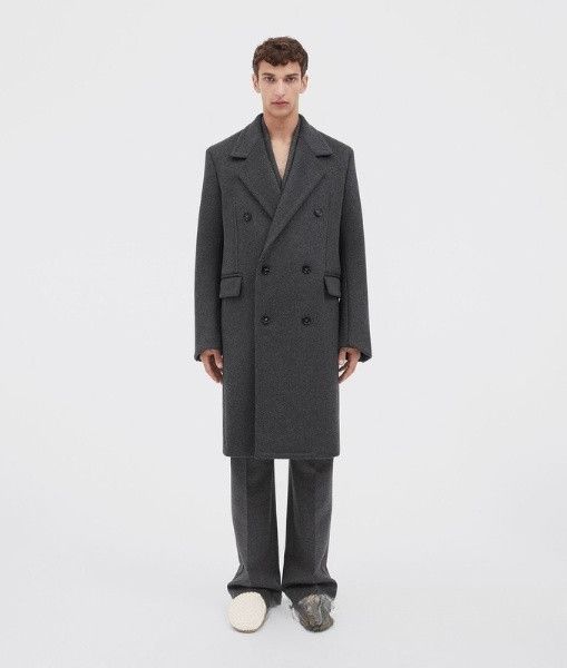 Bottega Veneta o1loc1c0824 713673 Curved Sleeves Double Face Wool Coat Grey Size US M / EU 48-50 / 2 - 1 Thumbnail