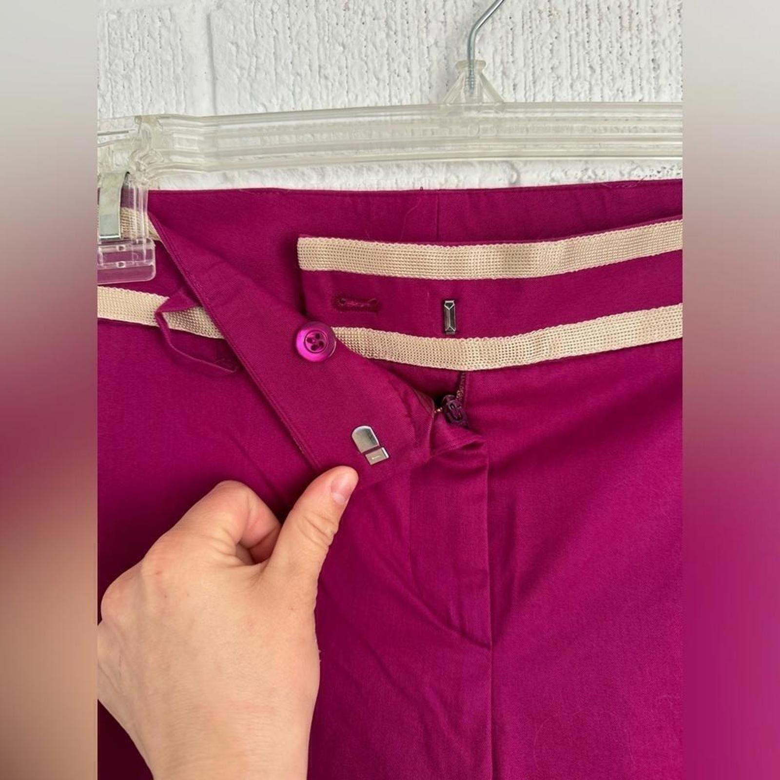 Designer Fuchsia Dress Pants Striped Waistband RED Valentino Size 28" / US 6 / IT 42 - 8 Thumbnail
