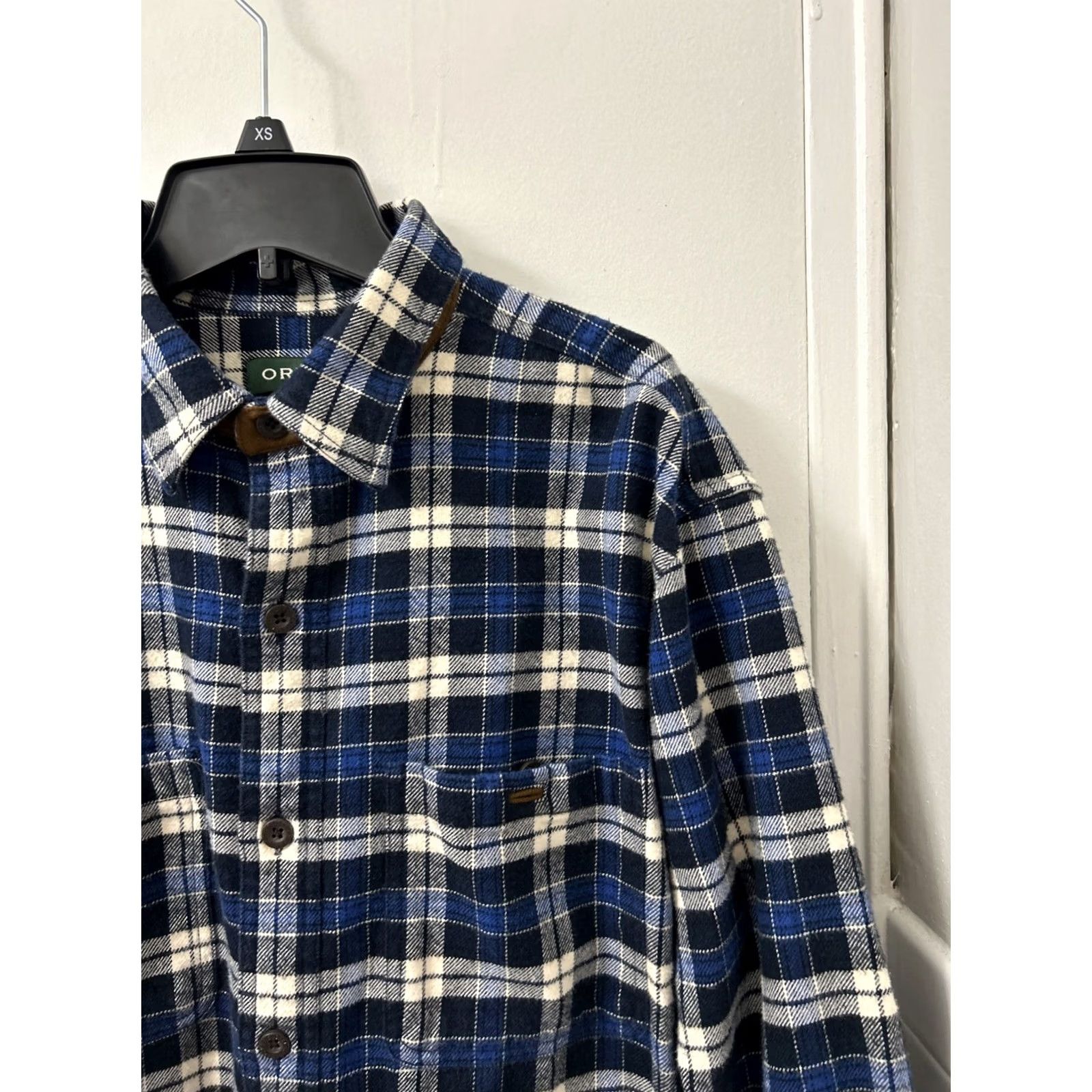 Orvis VINTAGE Orvis Perfect Flannel Shirt Mens M Blue Heavyweight Plaid Button Down L/S Size US M / EU 48-50 / 2 - 5 Thumbnail