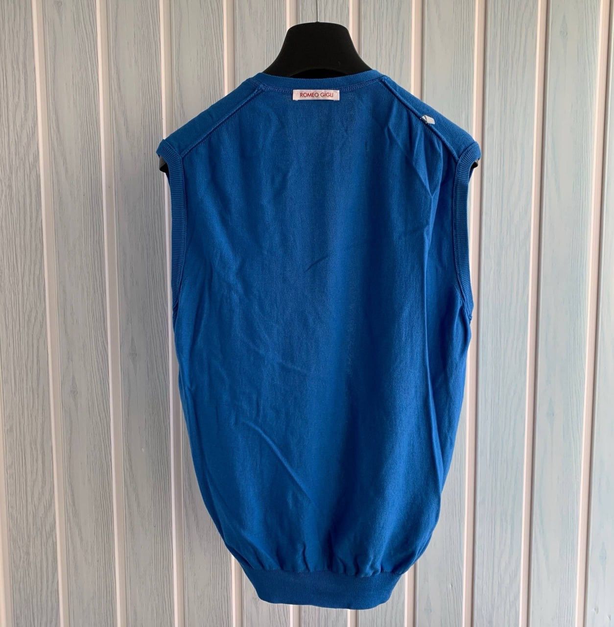 Romeo Gigli Romeo Gigli Man Blue Knit Cotton V-Neck Sleeveless Vest Size US M / EU 48-50 / 2 - 5 Thumbnail