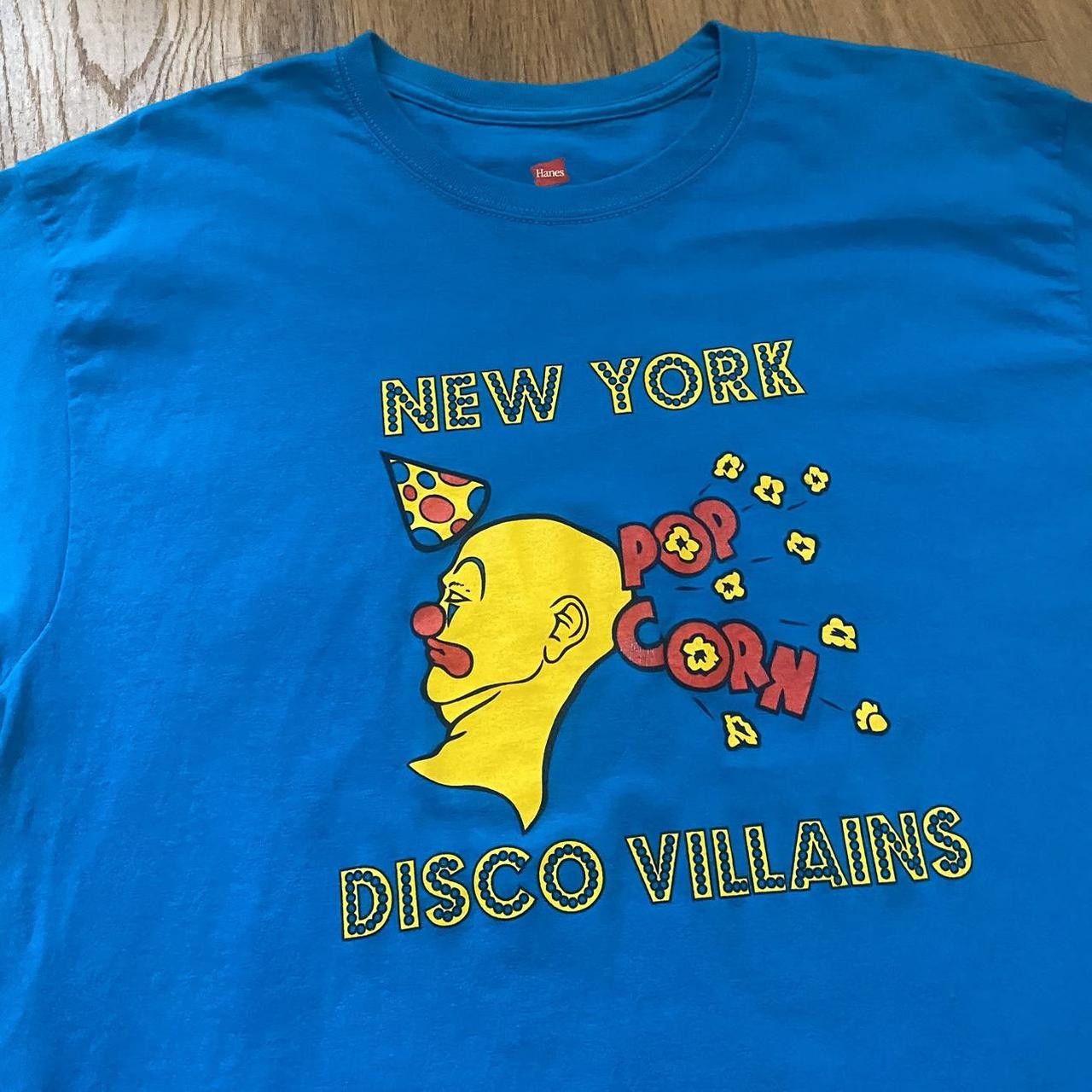 Hanes Blue and yellow Disco Villains NYC cotton t-shirt Size US L / EU 52-54 / 3 - 2 Thumbnail
