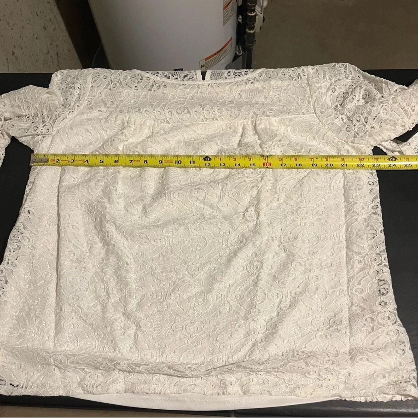 Other AGB Lace Top 1X Off White Flare 3/4 Bell Sleeve Blouse NWT Size XL / US 12-14 / IT 48-50 - 9 Thumbnail