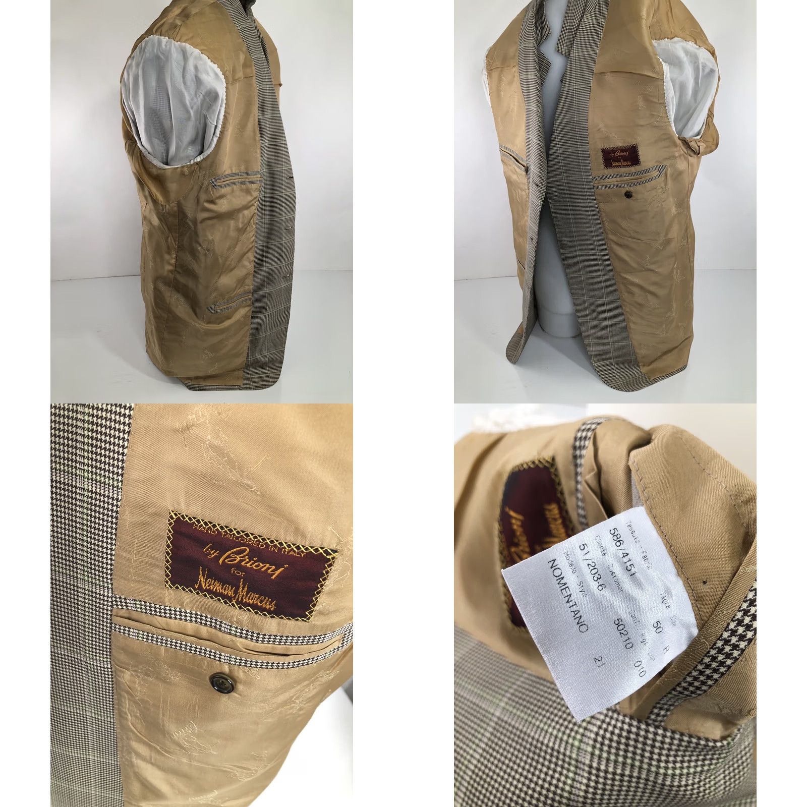 Brioni Brioni Jacket Mens 50 Brown NEIMAN MARCUS ITALY WOOL BLEND Windowpane Blazer Size 50R - 8 Thumbnail
