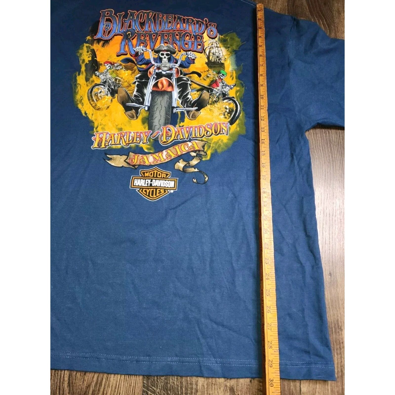 Harley Davidson Harley-Davidson T-Shirt Men 2XL Crew Neck Short Sleeve Double-Sided Jamaica Blue/Black Beards Revenge Biker 90s Theme Shirt Size US XXL / EU 58 / 5 - 3 Thumbnail