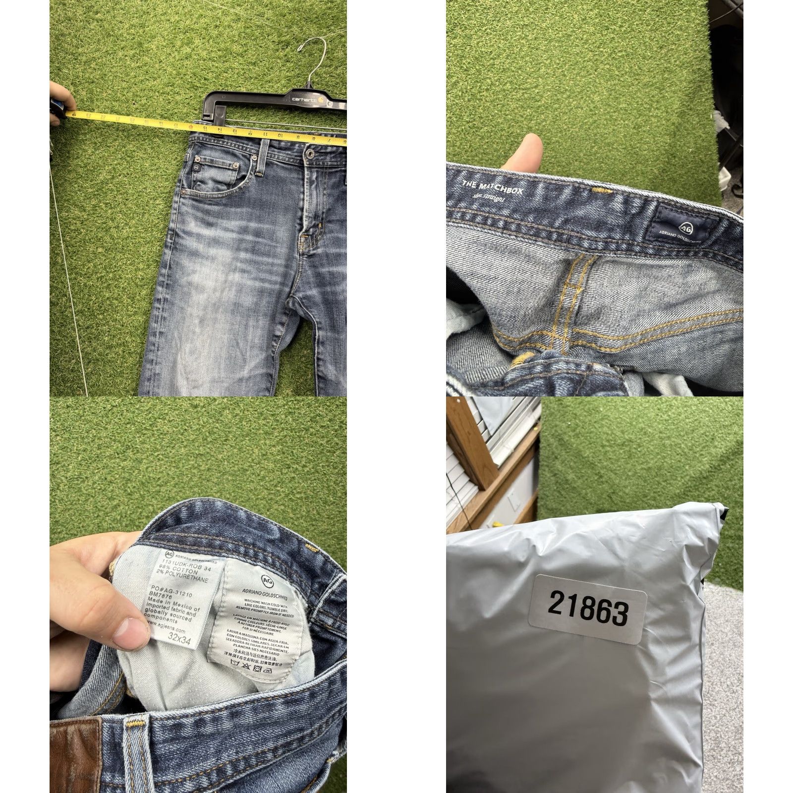 Vintage Adriano Goldschmied Jeans Mens 32x34 The Matchbox Slim Straight Leg Blue Gray Denim 5-Pocket Size US 32 / EU 48 - 8 Thumbnail