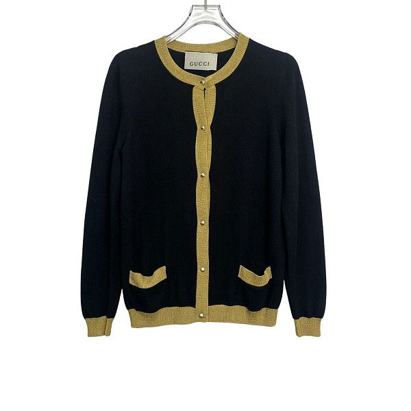 Gucci Gucci Gold Trim Knit Cardigan Size L Size L / US 10 / IT 46 - 1 Thumbnail