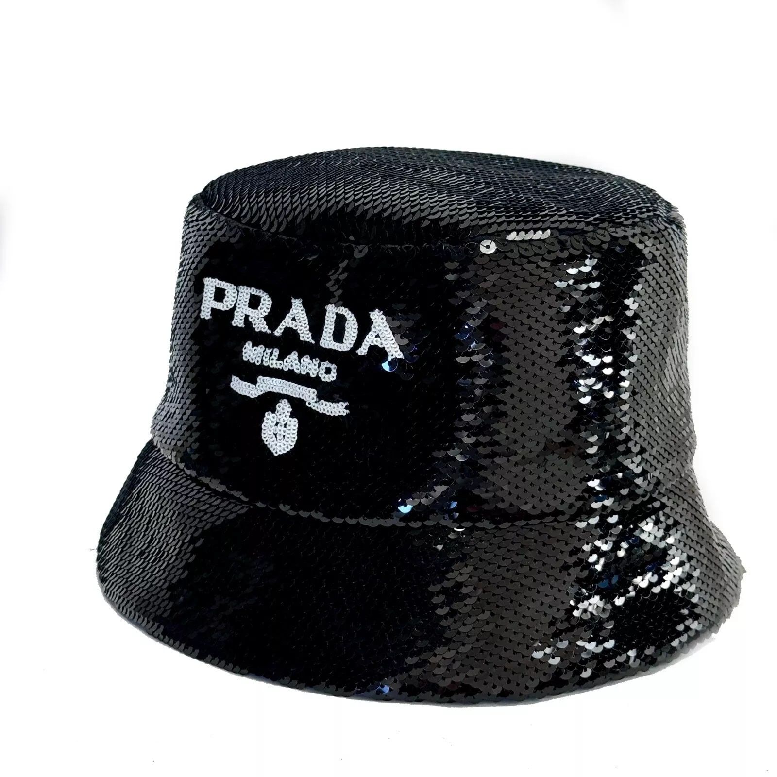 Prada Prada Sequin Logo Bucket Hat Size M Black Authentic Size ONE SIZE - 7 Thumbnail