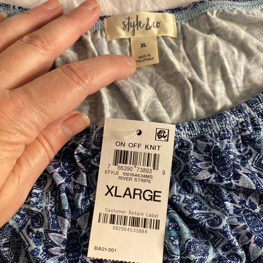 Other Boho Ruffle Hem Peasant Top Blue Paisley Print Style & Co XL Size XL / US 12-14 / IT 48-50 - 3 Thumbnail