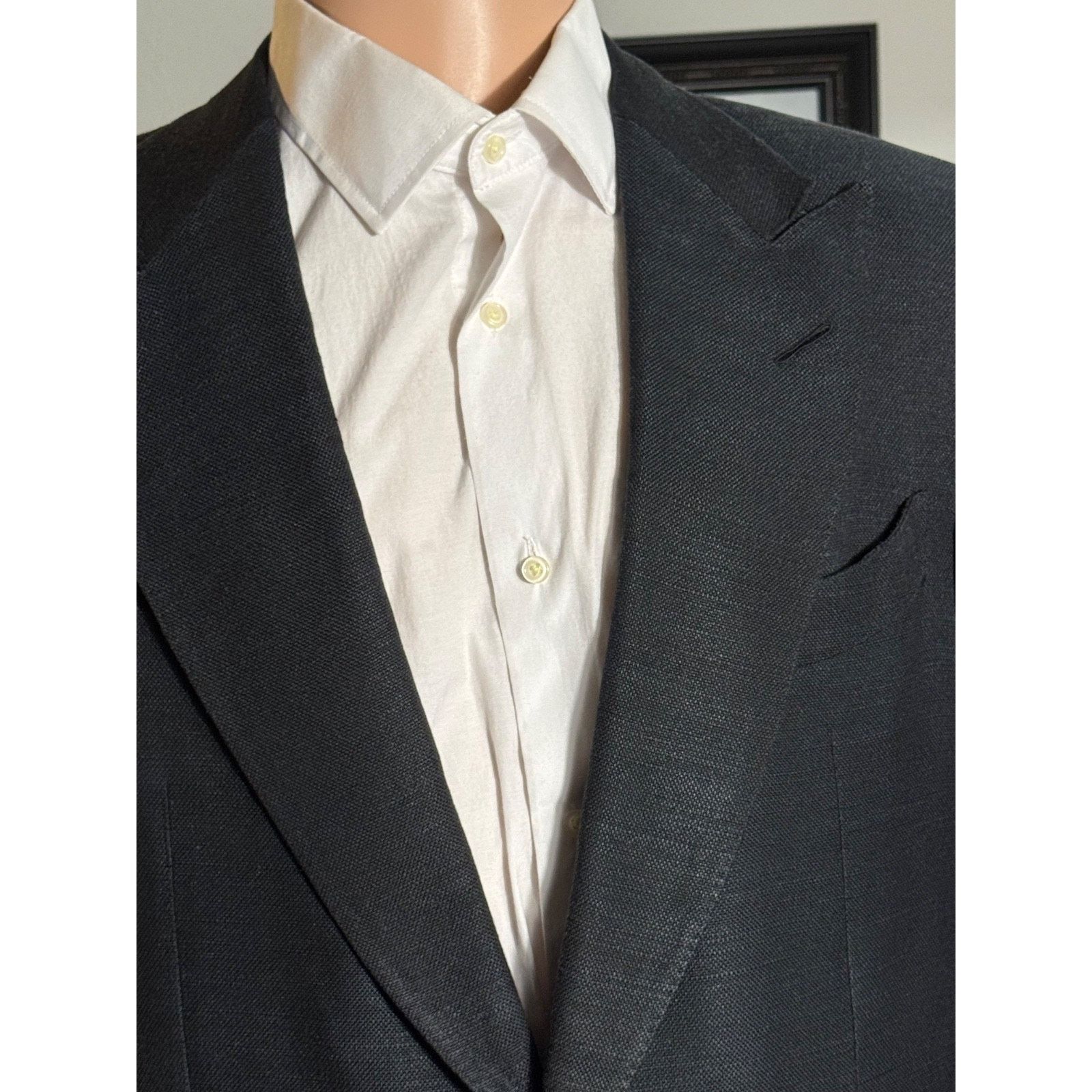 Tom Ford Tom Ford Black Silk Textured Peak Lapel Blazer 54 44R Size 44R - 6 Thumbnail