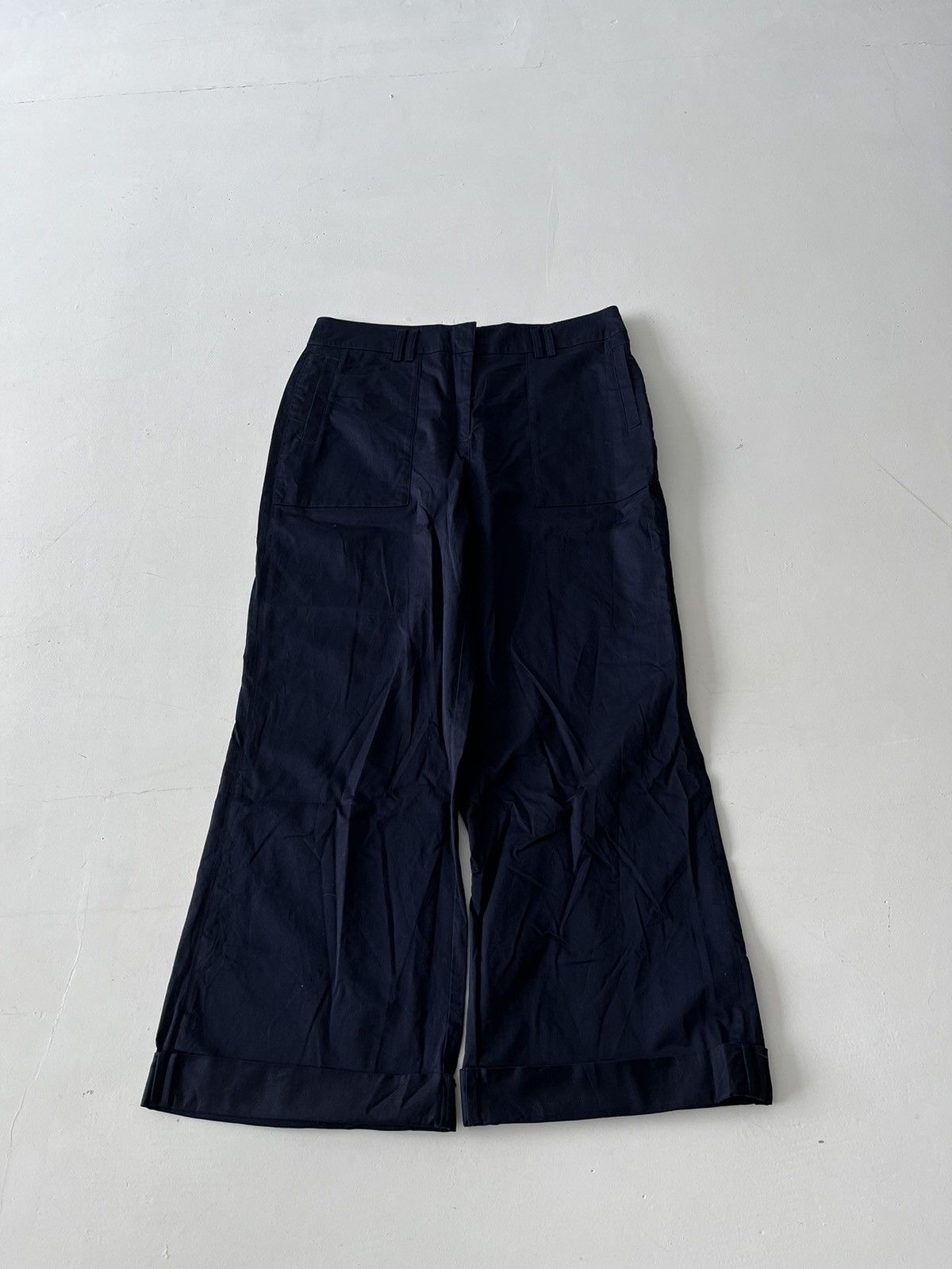 20471120 Vintage Next Navy wide flare pants Japanese like Kapital Size US 34 / EU 50 - 1 Thumbnail