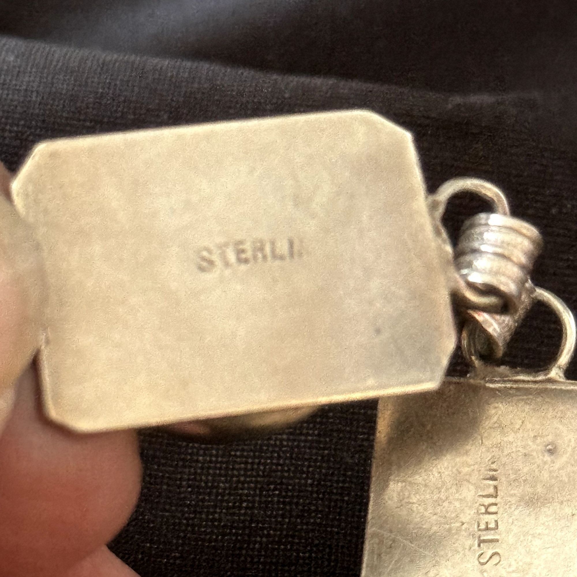 Vintage Sterling Silver 925 Round Puffed Design Bracelet Rectangle L Size ONE SIZE - 6 Thumbnail