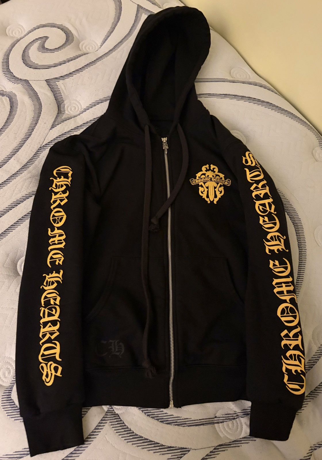 Chrome Hearts Yellow Dagger Zip Up Thermal Hoodie